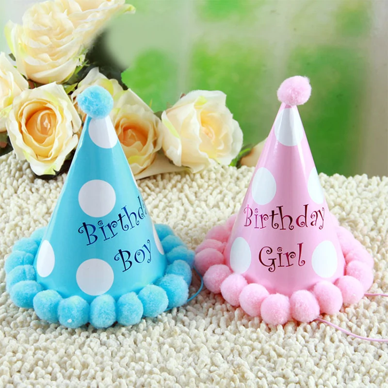 

Kids Birthday Hats Decor Cap Polka Dot Baby Girl Boy Paper Hats Cap Pink Princess Crown With Venonat Birthday Party Decorations