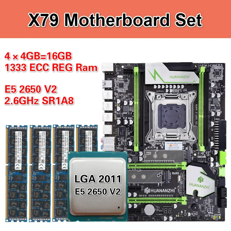 HUANANZHI X79 материнская плата с Ксеон E5 2650 V2 4x4GB = 16 Гб 1333 МГц DDR3 память ECC Reg блок