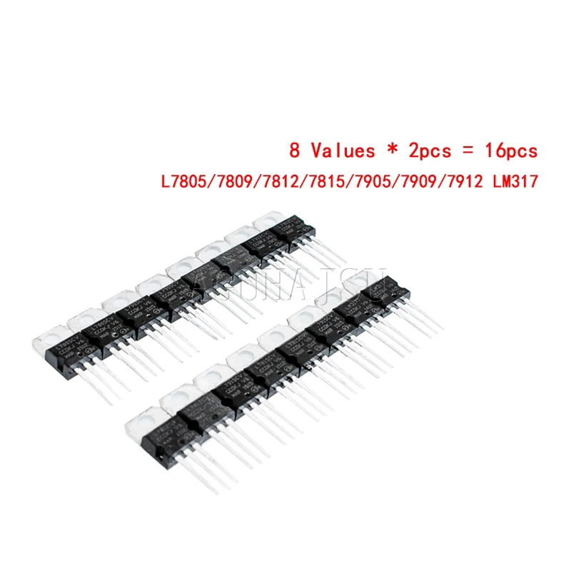 Комплект из 14 значений L7805 L7806 L7808 L7809 L7812 L7815 L7824 L7905 L7906 L7908 L7909 L7912 L7915 LM317 TO220 |