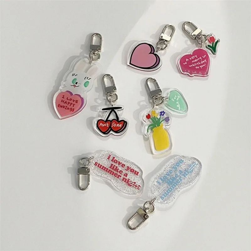 Barato Llavero con hebilla de cerezas de tulipán coreano, funda con cadena de llaves con forma de corazón, accesorios decorativos para Airpods, gestión de llaves glLkJgDNn