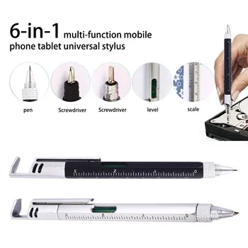 

1pc 6-In-1 Screwdriver Level Ruler Tablets Tools Pen Touch Screen Multifunctional Tool Pen Phone Plastic Smartphones Home Office