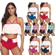 Red High Waisted Bikini Plus Size Swimwear Women Tankini Sets 2020 Brazilian Ruffle for Big Woman Vintage Print Female S- 5xl Red High Waisted Bikini Plus Size Swimwear Women Tankini Sets 2020 Brazilian Ruffle for Big Woman Vintage Print Female S- 5xl