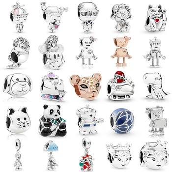 

BRACE CODE Silver Plated Boys Girl Mickey Unicorn Beaded Pendant for Brand Bracelet Bracelets and Necklaces DIY Jewelry Making