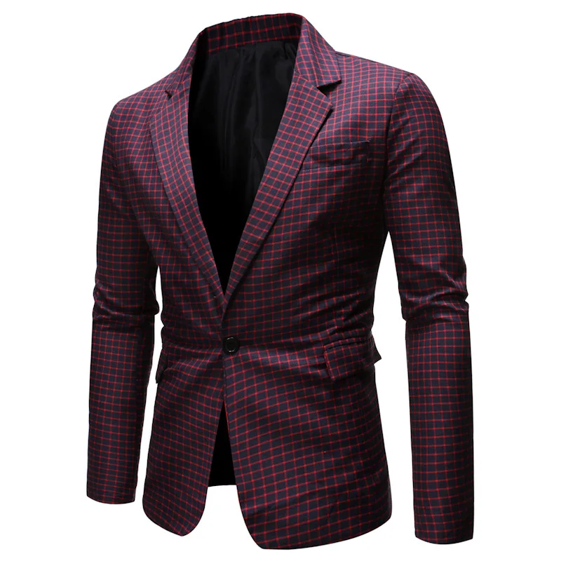 

Large Size Men's Suit Mens Suits Casual Grid Suit Jacket Slim