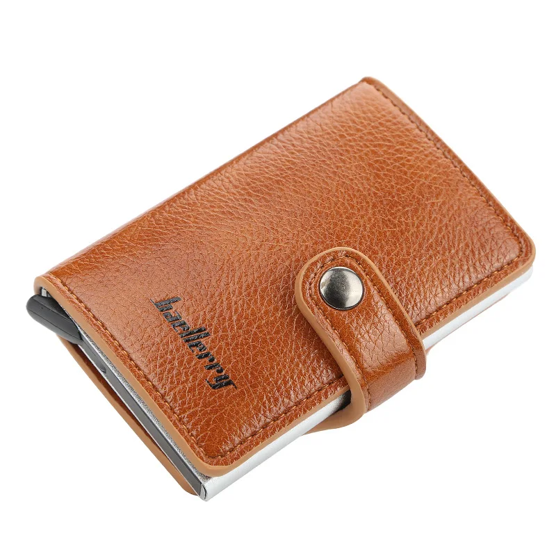 brown Rfid Высокое качество бумажник мужские кошельки для карт умный бумажник мини-кошелек Мужской винтажный Автоматический алюминиевый держатель для карт кошелек маленький - Цвет: brown