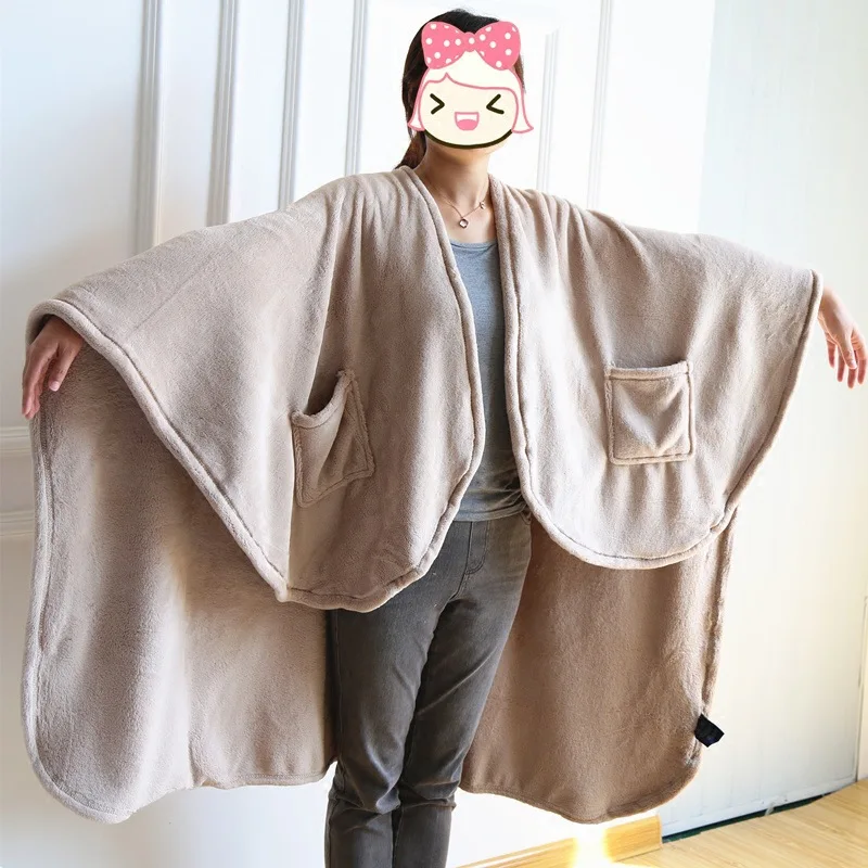 

Nordic Winter Coral Fleece Decorative Sofa Blanket Throw Wearable Solid Color Soft Warm Blanket Home Decor For Travel Camping