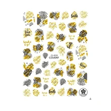 

10PCS New DIY Laser Black Plus Gold Butterfly Maple Leaf Nail Sticker 3D Abstract Leaf Self-adhesive Nail Art Decoration Decal