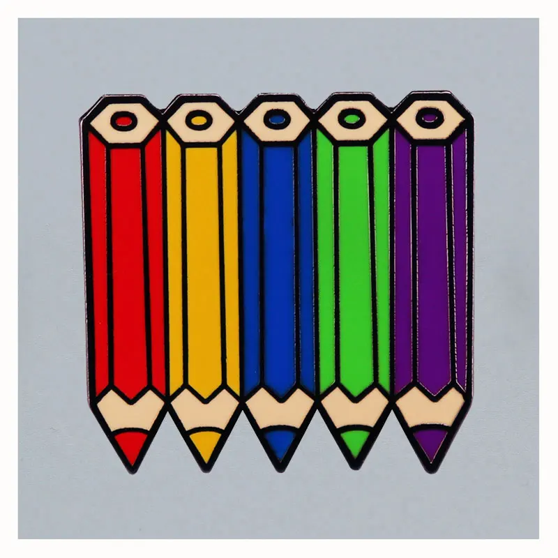 Strumento Di Disegno A Matita Arcobaleno Spilla Da Cartone Animato Originalità Distintivo Con Risvolto Raccogliere Giacca Di Jeans Spilla Da Zaino Reg