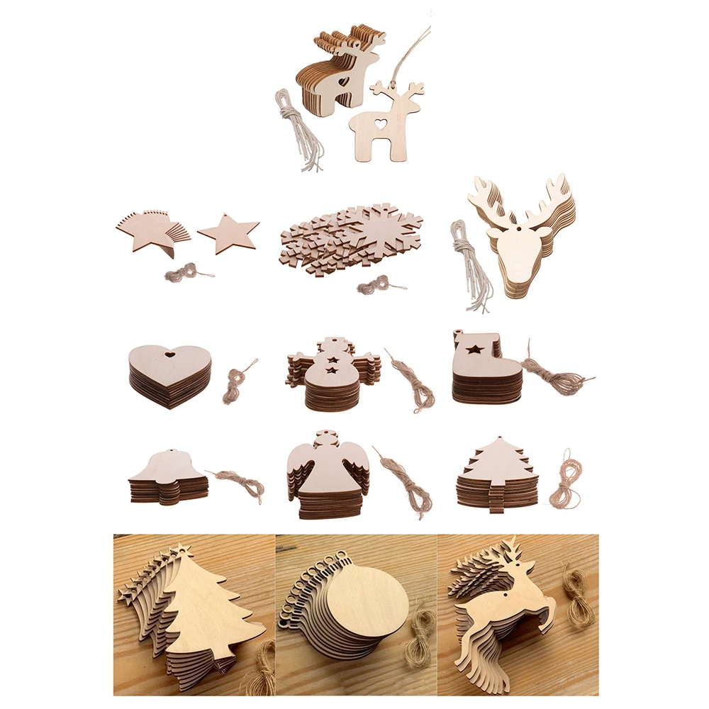 Wooden Christmas Decoration Xmas Tree Pendant 3D Hanging Home New Year Party Bauble Decoration Christmas Ball Xmas Key Ring