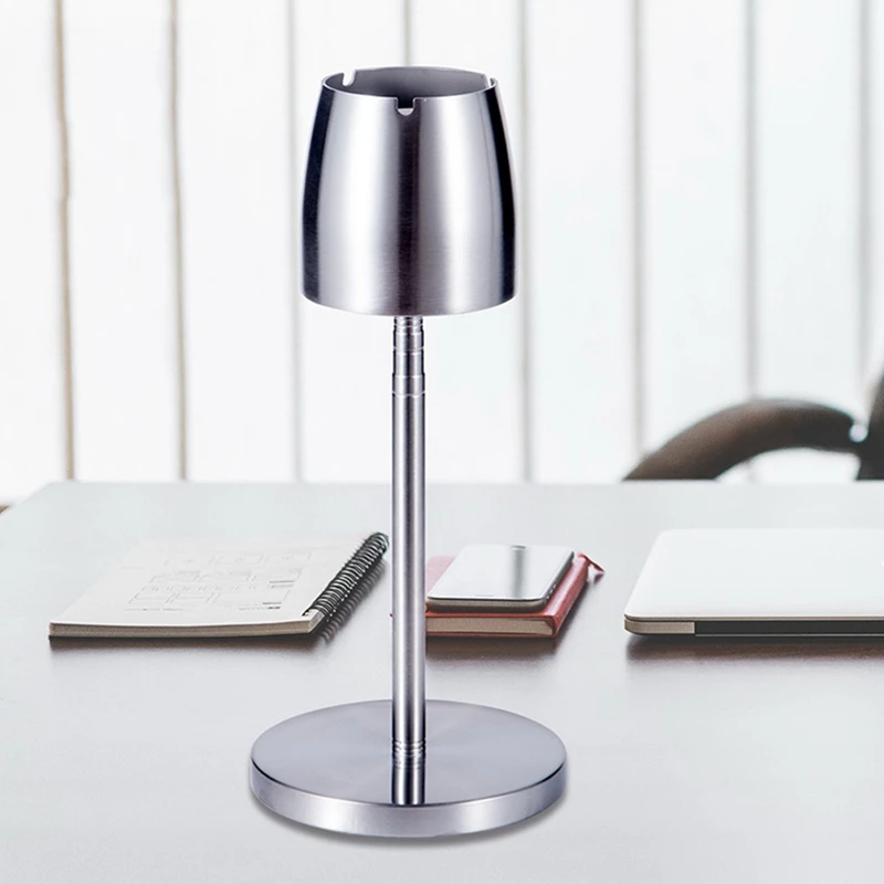 HLZS-Stainless Steel Telescopic Ashtray Floor Standing Ash Tray Ashtray Portable Metal Large Windproof Smoking Accessori Portable Ashtray Stainless Steel Ashtray Metal Ashtray
