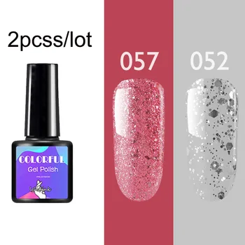 

2pcs Glitter UV Gel Nail Polish Set Holographic Sequins Soak Off UV Led Nail Gel Varnish Semi Permanent Shinny Nail Lacquer Gel