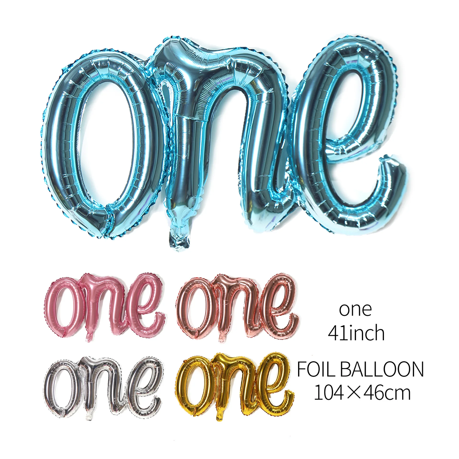 1st Birthday Rose Gold Conjoined Balloons 1Pcs One Boy Girl Letter Foil Balloon Baby Shower Birthday Party Decoration