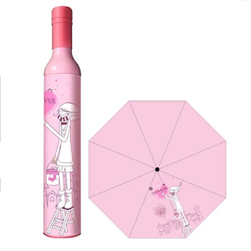 

.Bottle Creative Folding Sunny Umbrella Sun Windproof Wedding Umbrella Pocket Guarda Sol Handmade Parasol Rain Umbrellas 50D0326