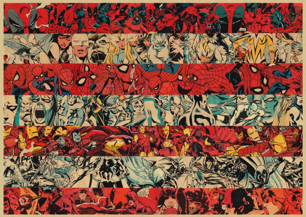 Marvel DC Comics супергерои, Бэтмен, Джокер, Мстители, Супермен, настенный художественный плакат - Цвет: Красный