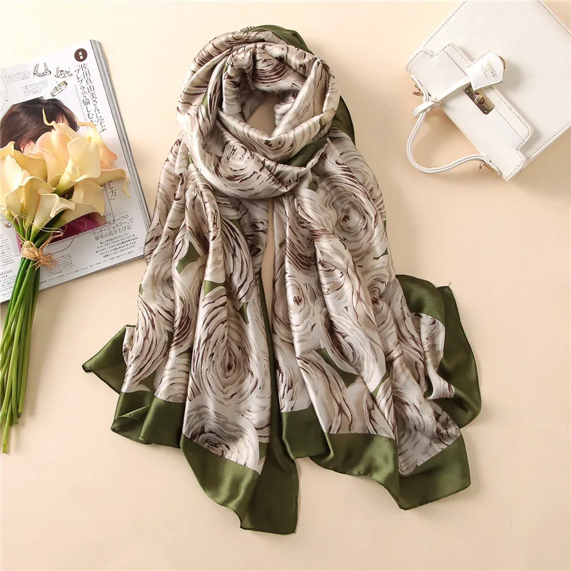 Женский шелковый шарф шаль летний женский Мягкий из 2020 шелка модный