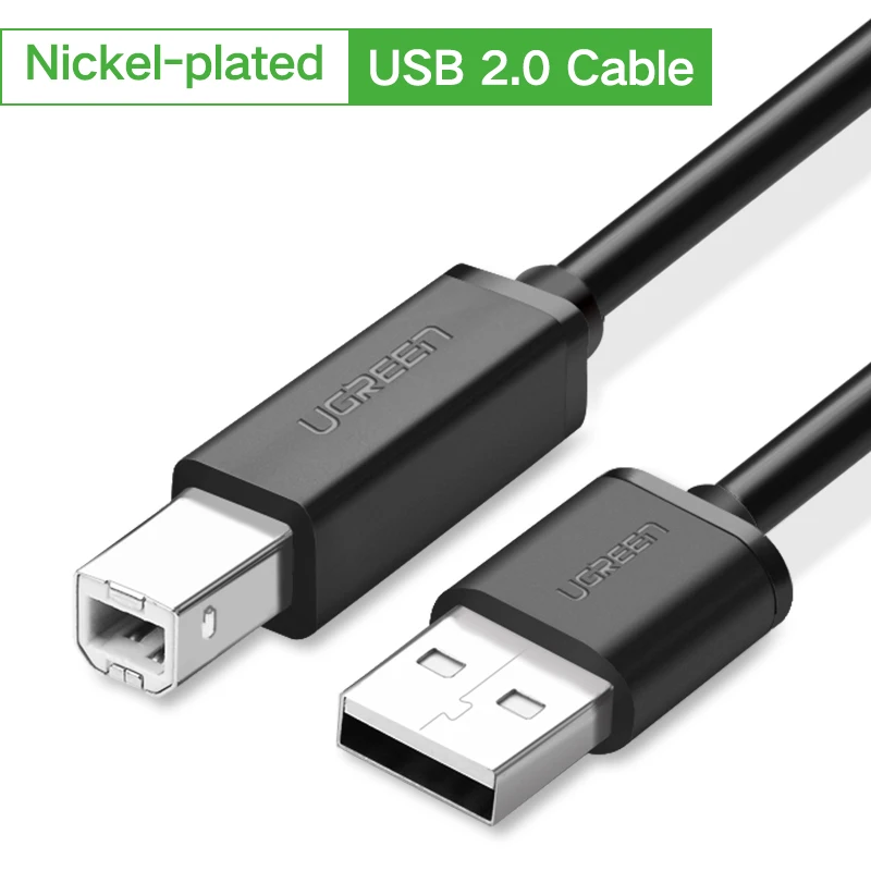 Nickel USB 2.0 Ugreen usb-кабель для принтера usb type B штекер к USB 2,0 3,0 кабель для canon epson hp ZJiang принтер этикеток DAC usb принтер - Цвет: Nickel USB 2.0