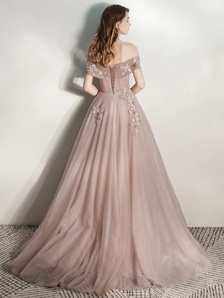 Платья из тюля с открытыми плечами для выпускного вечера, длинные, Vestidos De Gala, вечерние платья, элегантное платье, Vestido Formatura