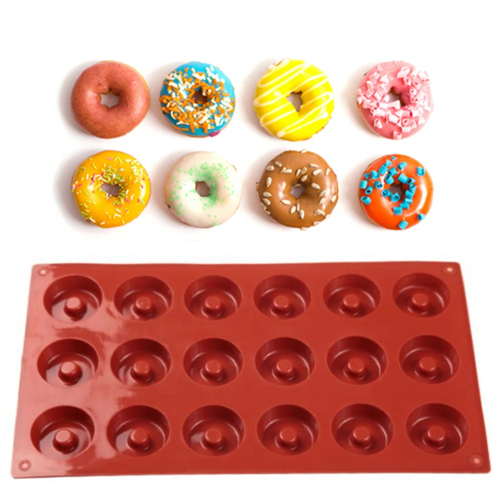 3D Donuts Mold DIY 18 Holes Silicone Cake Chocolate Non Stick Baking