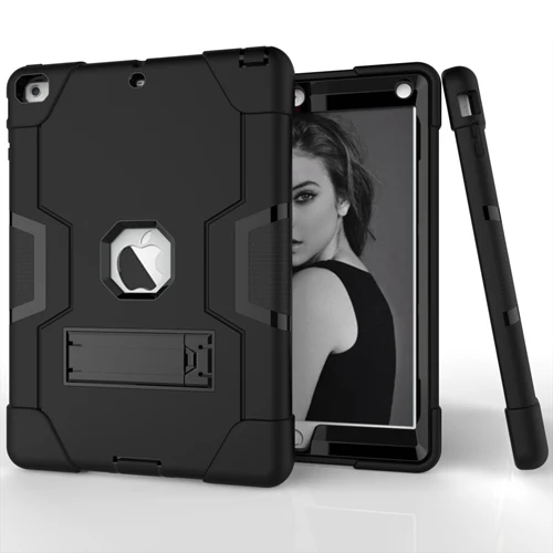 black black Полная защита для iPad Air 1 iPad 5 9," A1474, A1475, A1476 чехол для детской кожи, безопасный ударопрочный сверхмощный ПК Жесткий чехол с подставкой - Цвет: black black