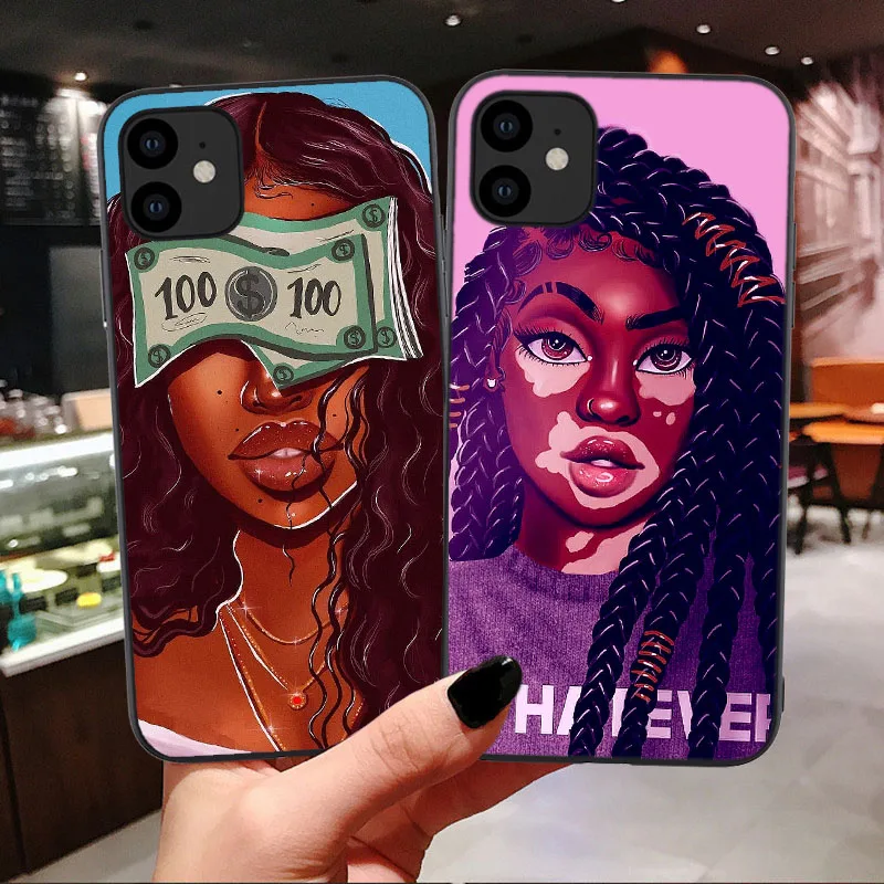 Черный чехол для телефона с Африканским рисунком iPhone 11 Pro Max 12mini 2bunz Melanin Poppin