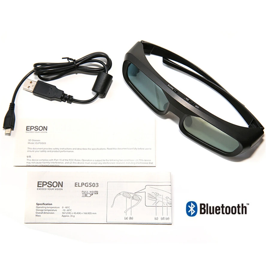 2pis Активные 3D bluetooth RF очки для Epson lcd 3D Проекторы tw5200/tw8515/tw6510/tw3020/tw550/tw5300/TW5020UB