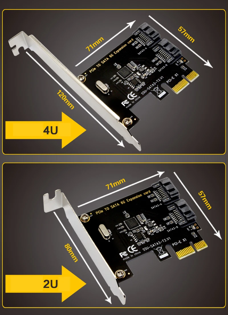 QINDIAN PCI-E SATA 1X 4X 8X 16X карт PCI-E PCI Express SATA 3,0 2-Порты и разъёмы SATA III SSD SATA 6 Гбит расширения платы адаптера Плата расширения