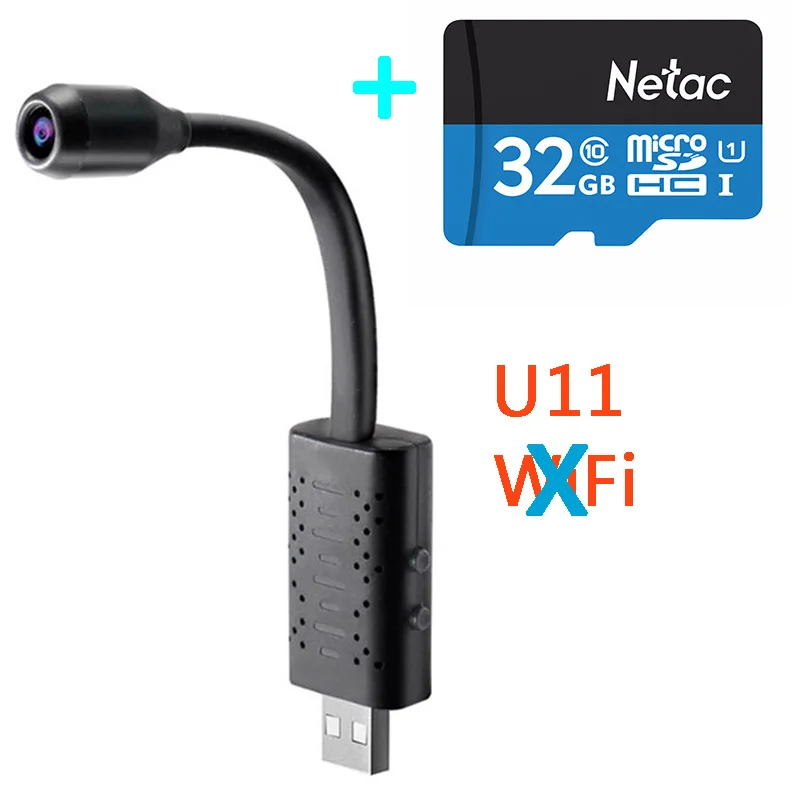 U11camera32GBTFcard Новейшая U11 Мини Портативная HD 1080P USB камера для видеонаблюдения дешевая CCTV Интернет ip камера видео рекордер Поддержка TF карта - Цвет: U11camera32GBTFcard