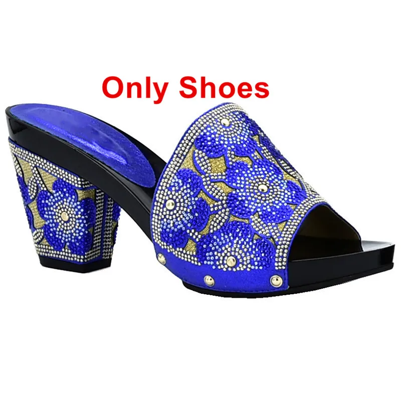Blue shoes only Итальянская обувь с сумки в комплекте, Размер 38–43 для Для женщин нигерийское Для женщин Свадебный комплект из обуви и сумки, украшенные стразы женские туфли-лодочки женская обувь - Цвет: Blue shoes only