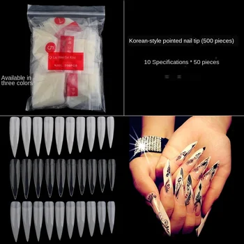 

Salon Pointed Nail Fake Piece Natural Transparent White 500 Piece Nail Shaped Piece