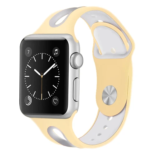 Силиконовый ремешок для apple watch band 44 мм correa pulseira apple watch 38 мм iwatch band 42 мм 40 мм браслет наручный ремешок для часов 5 4 3 - Цвет ремешка: Milk yellow white