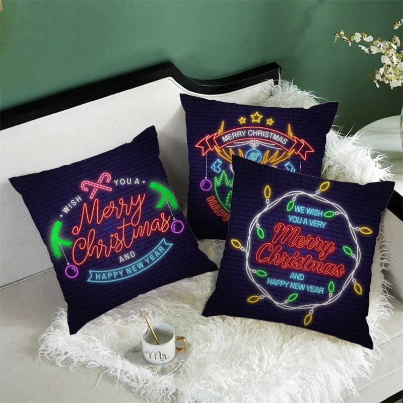 

Color Christmas Number Style Short Plush/Peach Skin/Linen Pillows Cover Sofa Bed Decorative Pillows Case Home