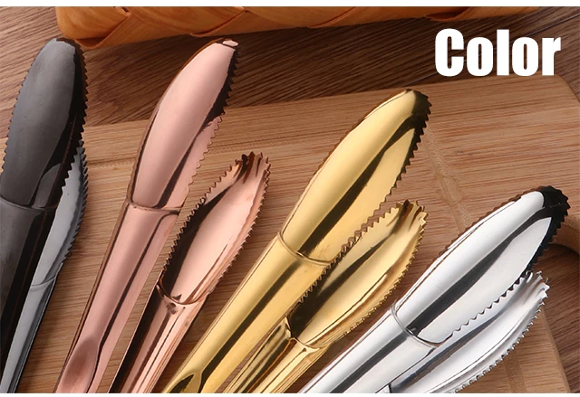 1PC Stainless Steel BBQ Food Bread Tong Barbecue Grill Rainbow Salad Baking Buffet Clamps Ice Clip Utensil Serving Kitchen Tools