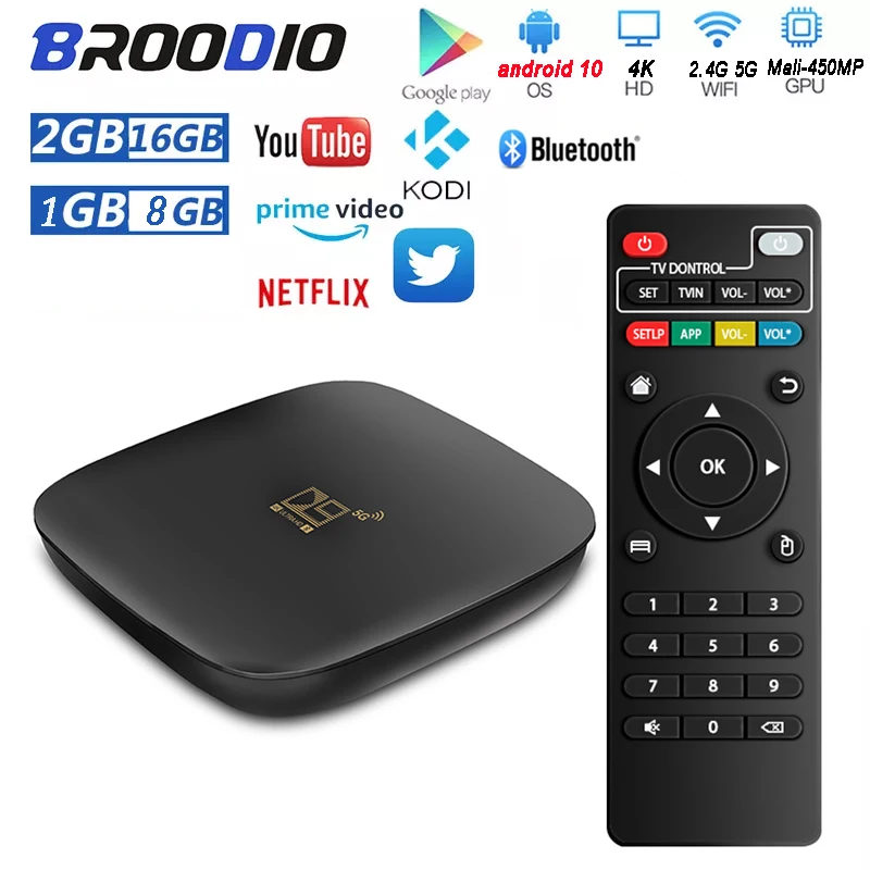 2021 ТВ-приставка Android 10 D9 4K 2 4/5G Wifi Amlogic S905L2 Smart TV Box Youtube медиаплеер Гб 16 BT4 IP ТВ