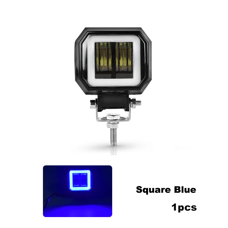 1pcs square blue Nlpearl 3 дюйма Круглый СВЕТОДИОДНЫЙ противотуманные фары для авто 4 × 4 SUV 20 Вт Автомобильный свет с светодиодный ангельские глазки для внедорожника грузовика трактора точечный луч 9-32 в - Цвет: 1pcs square blue