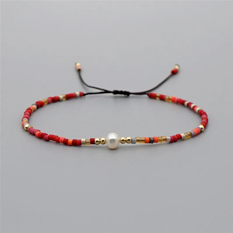 Bracelet Jewelry Myuki rice Beads Hand-woven Friendship Rope Bracelet European And American Summer Women Natural Freshwater Pearl Gift