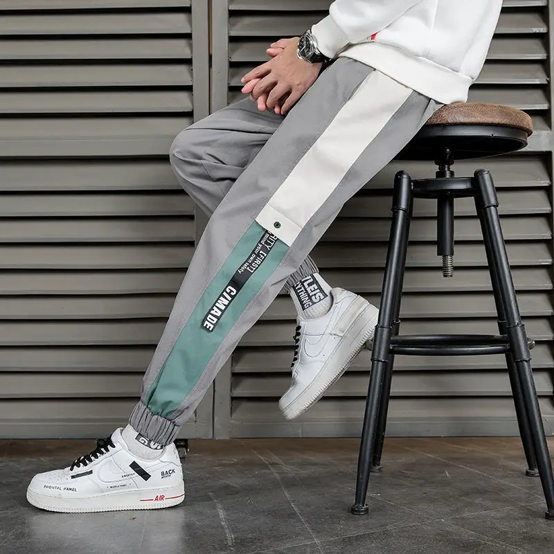 

Модные летние тонкие штаны в стиле ins на бретельках, девятнадцать точек, модные брендовые брюки, Свободные повседневные брюки в стиле кэжуал