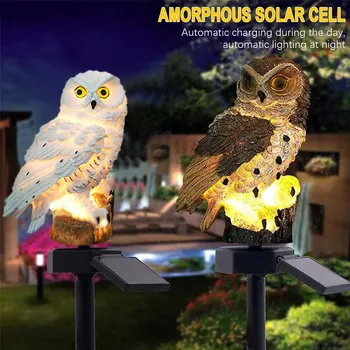 

2 Colours Owl Solar Light Led Solar Power Exterior Night Lights for Garden Decoration Waterproof Outdoor Garden Sculptures Lamp