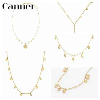 

Canner 925 Sterling Silver Pendant Necklaces Badge Coin Charm Necklaces For Women Fine Jewelry Cadena Collier Femme W5