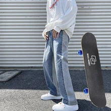 Pantalones vaqueros de pierna recta para hombre y mujer, pantalones retro de Hip Hop, Jeans de monopatín, jeans de Collage Y2K, jeans holgados