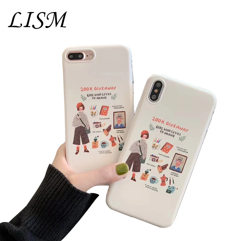 

For Korean style girl tpu cell phone case for iphone X XR XS Maxs Soft silicon case for iphone 6 6s 7 8 plus back cover