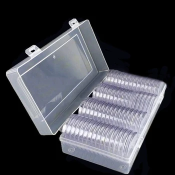 

60pcs Clear Round Case Storage Box Commemorative Coin Collection Holder 40/41mm For Storing Commemorative Coin And Badges