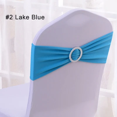 2 Lake Blue 100 шт чехол для свадебного стула широкие пояса-кушаки спандекс лайкра для свадьбы стул именинника украшения - Цвет: 2 Lake Blue