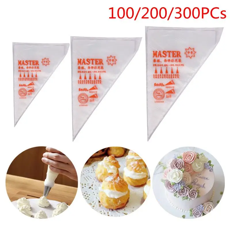 

100/200/300PCs DIY Disposable Pastry Bags Cake Decoration Kitchen Icing Food Preparation Bags Cup Cake Piping Tools For Baking