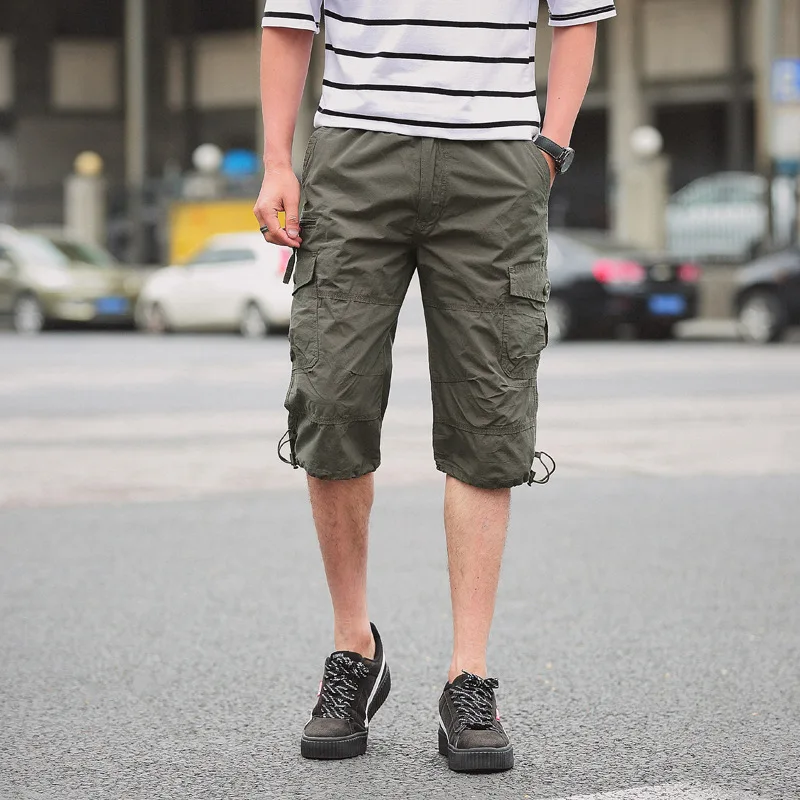 Популярные летние мужские мешковатые военные шорты на молнии с несколькими карманами, популярные бриджи, мужские армейские зеленые черные мужские тактические шорты размера плюс