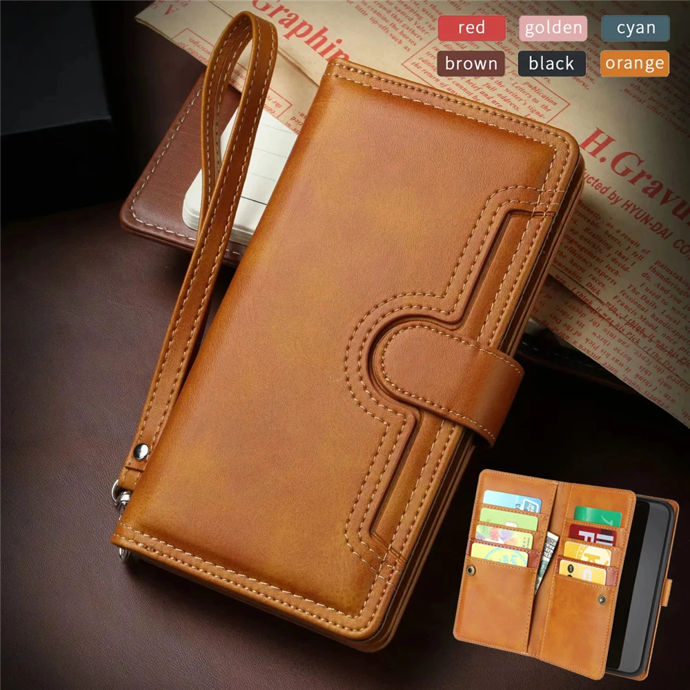 

For Samsung Galaxy Note 20 Ultra Multi-functional Leather Case With Strap Flip Wallet Card Slots Shockproof Phone Cases