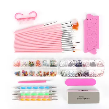

28pcs Manicure Tools Set Nail Art Pen Nail File Polishing Block Bail Dust Cleaning Brush