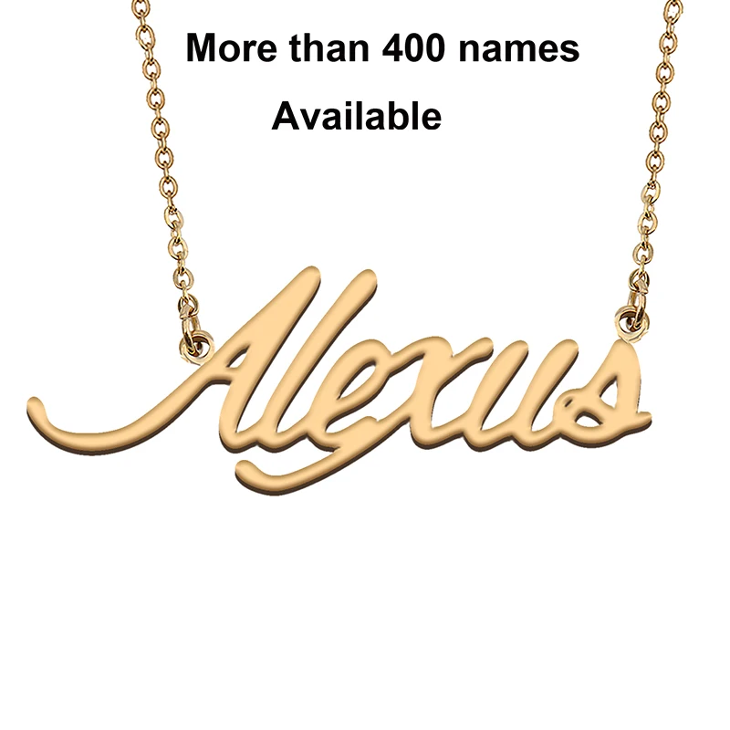 

Cursive Initial Letters Name Necklace for Alexus Birthday Party Christmas New Year Graduation Wedding Valentine Day Gift
