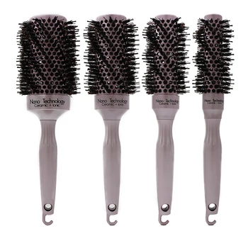 

Rose Gold Boar Bristle Aluminum Round Brush Hairdresser Ceramic Thermal Comb For Curly Hair Styling Brushes Hair Tools Salon