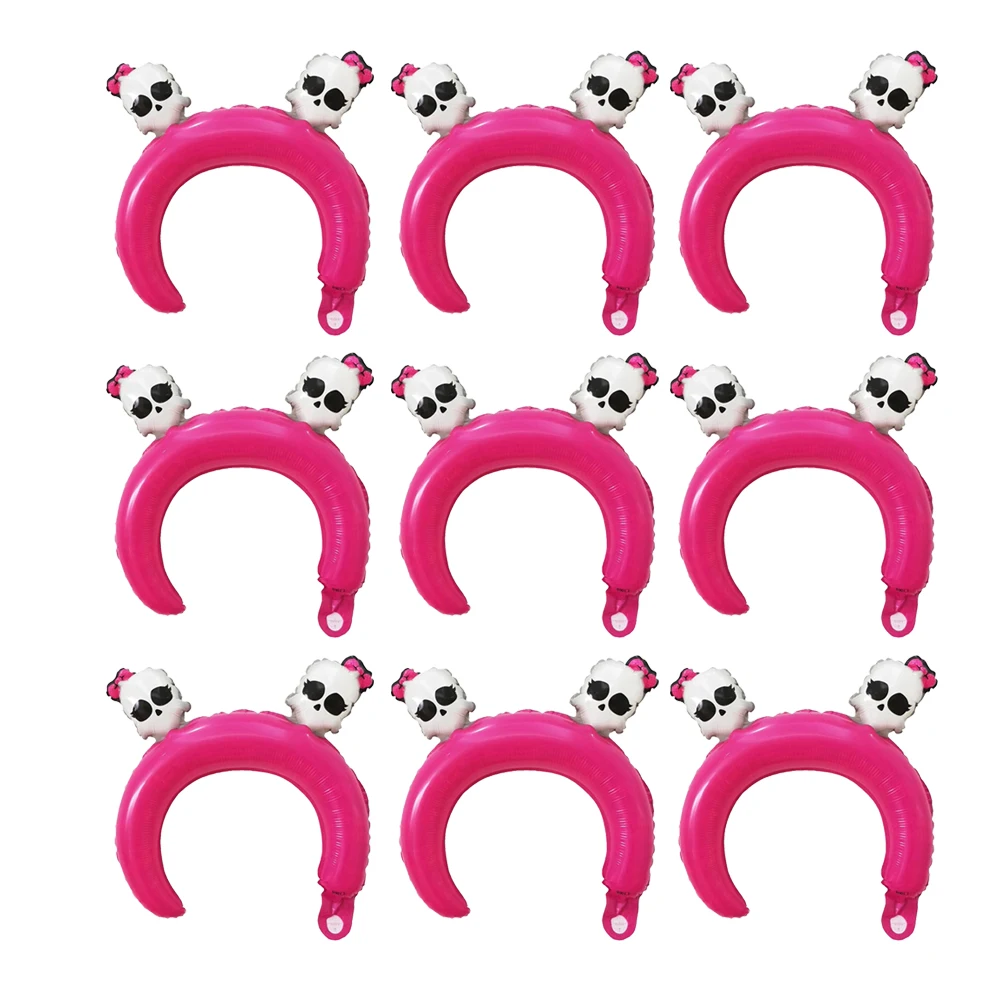 

Halloween Skull Head Headdress Balloons Horror Fashion Headwear Balloons Unique Aluminum Film Balloons Headband for Kids