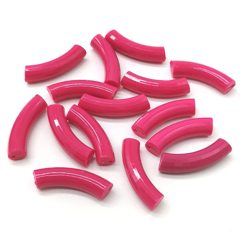 Gold Color Silver Bent Pipe Beads for Jewelry Making, 8x33mm, Pack of 10